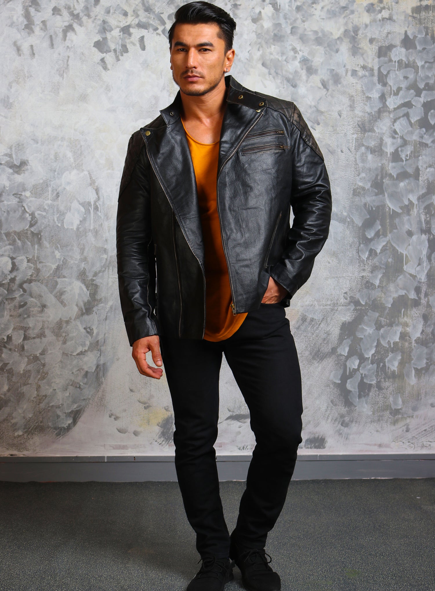 Skull & Bones Black Distressed Leather Jacket