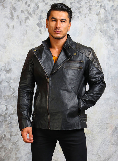 Skull & Bones Black Distressed Leather Jacket